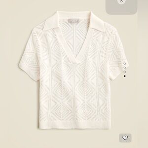 NWT J.Crew Cashmere lace pointelle sweater-polo ~ XS ~ Snow off white